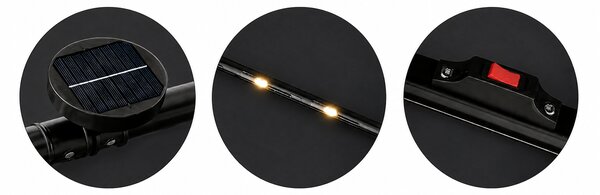 Slnečník LED, 300 cm, TMAVOSIVÝ