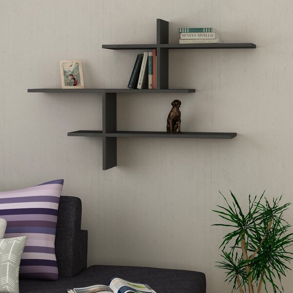 Kalune Design Nástenná polica LEO antracitová