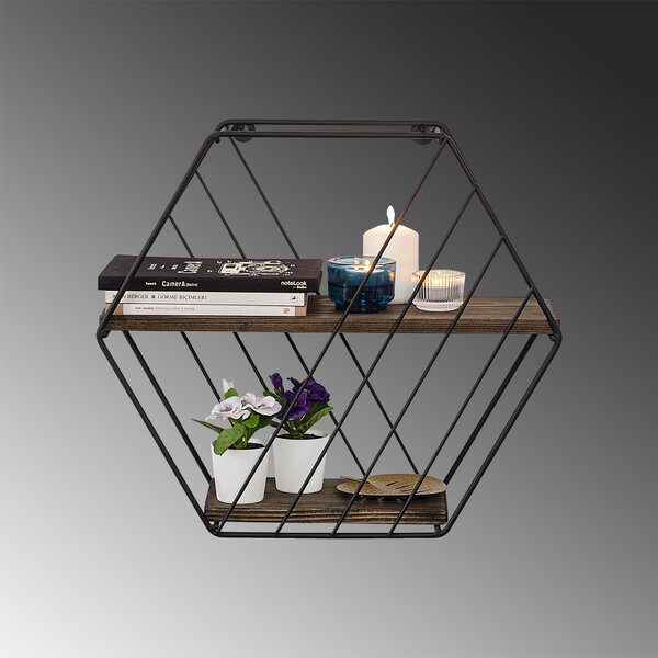 Kalune Design Nástenná polica LILIALES z masívu tmavý orech
