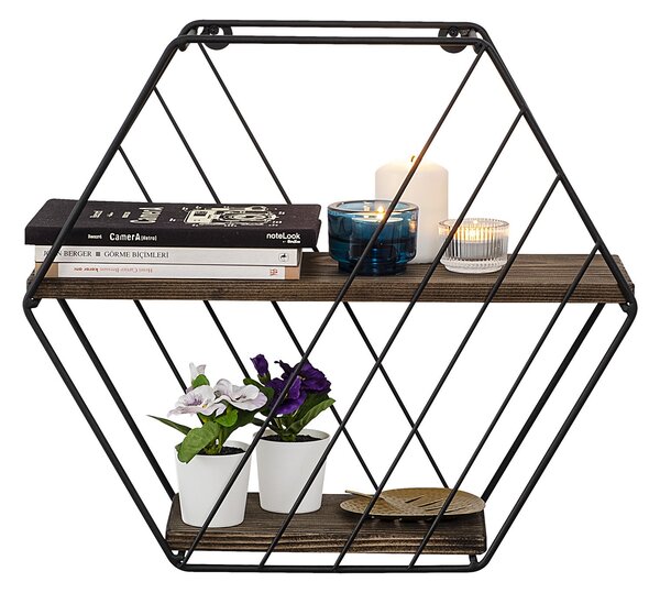 Kalune Design Nástenná polica LILIALES z masívu tmavý orech