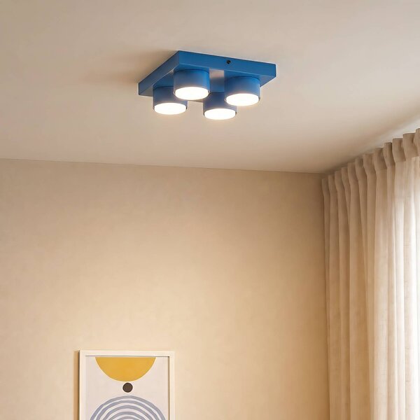 TK Lighting Stropné svietidlo Brix, modré, dĺžka 23 cm, 4-pl., GX53, Modrá, Obývacia izba / jedáleň, kov, Moderný, Stropné svetlo