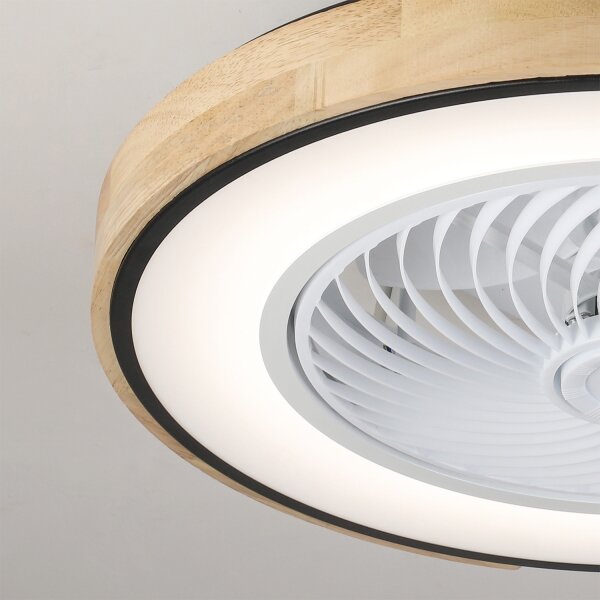 Brilagi-LED stmievateľné svietidlo s ventilátorom LED/30W/230V 3000-6500K čierne/dub + diaľkové ovládanie