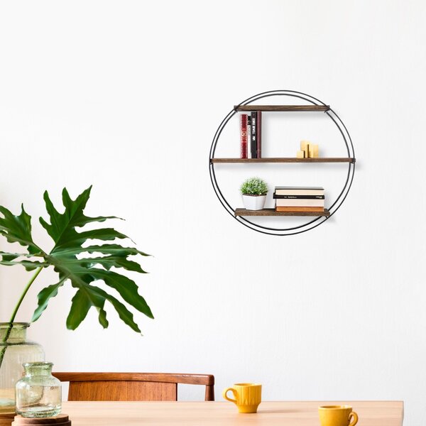 Kalune Design Nástenná polica Tulipa 60 cm orech americký/čierna