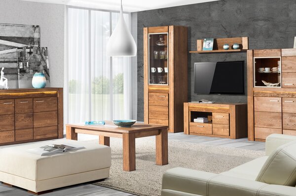 Szynaka Nástenná polica Velvet II 34 111 cm s LED osvetlením dub Rustikal