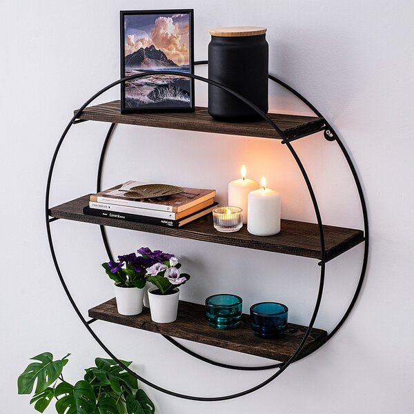 Kalune Design Nástenná polica Tulipa 60 cm orech americký/čierna