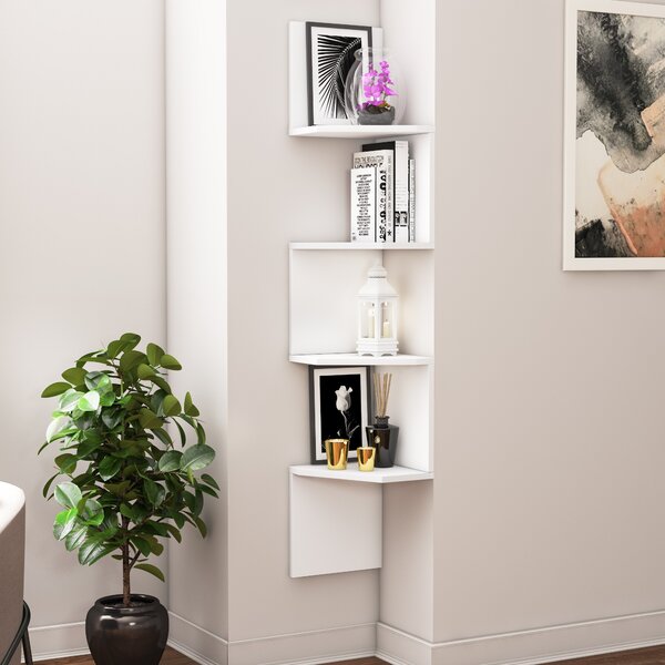 Kalune Design Nástenná rohová polica DESALDO biela