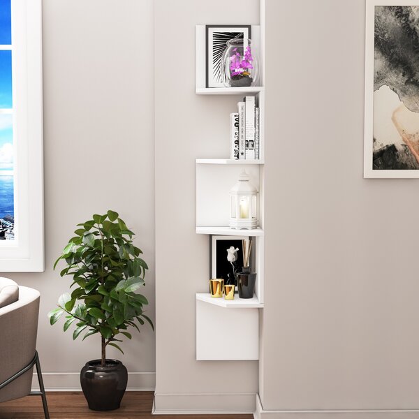 Kalune Design Nástenná rohová polica DESALDO biela