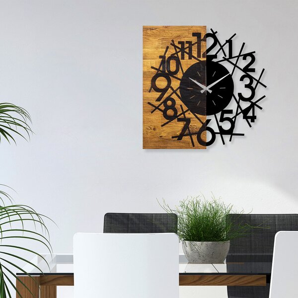 Wallity Nástenné dekoratívne hodiny WALLIE I. 58 cm orech/čierna