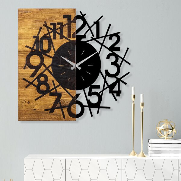 Wallity Nástenné dekoratívne hodiny WALLIE I. 58 cm orech/čierna