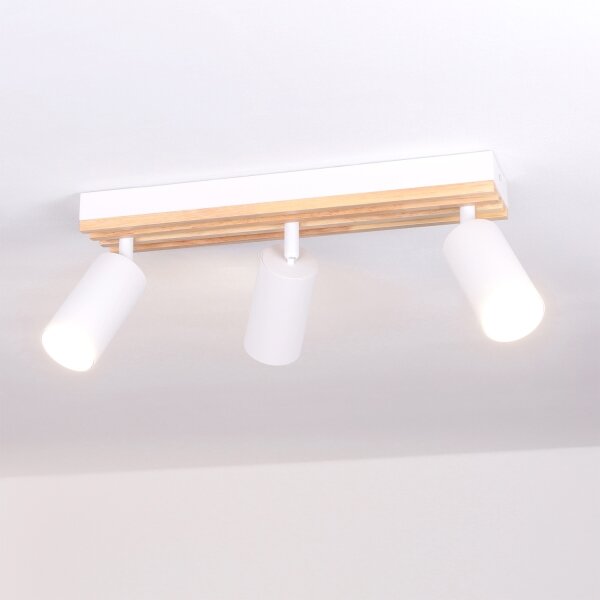Brilagi - Bodové svietidlo SELE WOOD 3xGU10/30W/230V biela/drevo