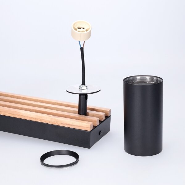 Brilagi - Bodové svietidlo SELE WOOD 3xGU10/30W/230V čierna/drevo