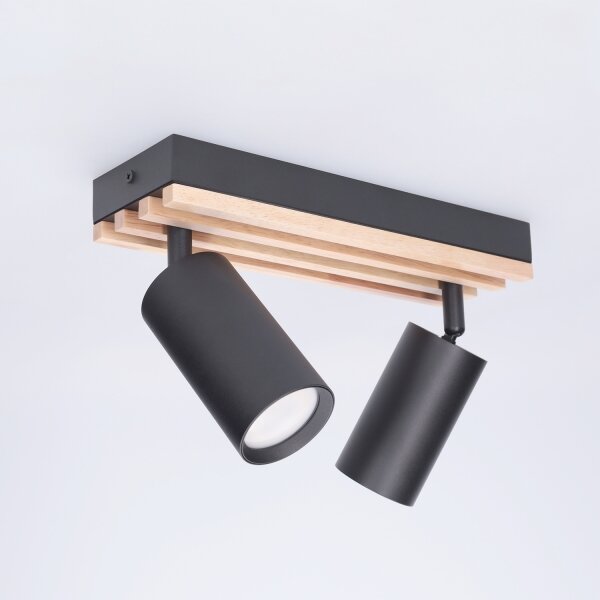 Brilagi - Bodové svietidlo SELE WOOD 2xGU10/30W/230V čierna/drevo