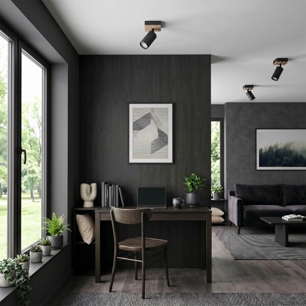 Brilagi - Bodové svietidlo SELE WOOD 1xGU10/30W/230V čierne/drevo