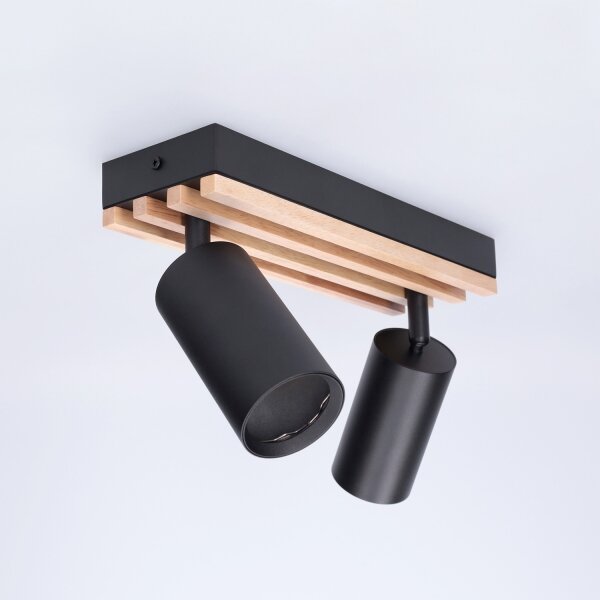Brilagi - Bodové svietidlo SELE WOOD 2xGU10/30W/230V čierna/drevo