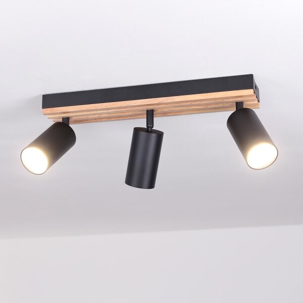 Brilagi - Bodové svietidlo SELE WOOD 3xGU10/30W/230V čierna/drevo
