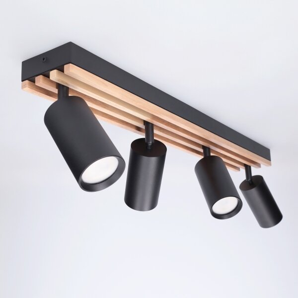 Brilagi - Bodové svietidlo SELE WOOD 4xGU10/30W/230V čierna/drevo