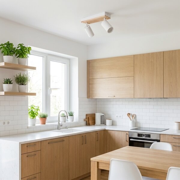 Brilagi - Bodové svietidlo SELE WOOD 2xGU10/30W/230V biela/drevo