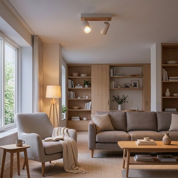 Brilagi - Bodové svietidlo SELE WOOD 2xGU10/30W/230V biela/drevo