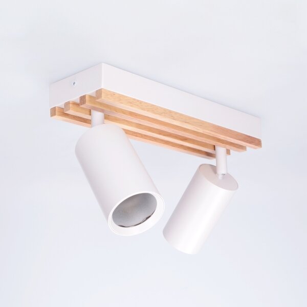 Brilagi - Bodové svietidlo SELE WOOD 2xGU10/30W/230V biela/drevo