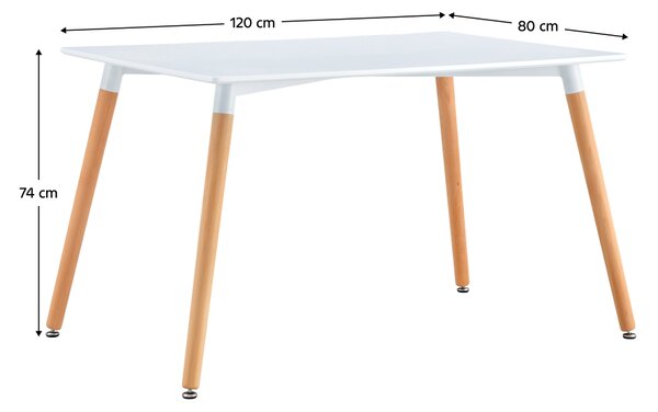 Kondela Jedálenský stôl, biela/buk, 120x80 cm, DIDIER 5 NEW