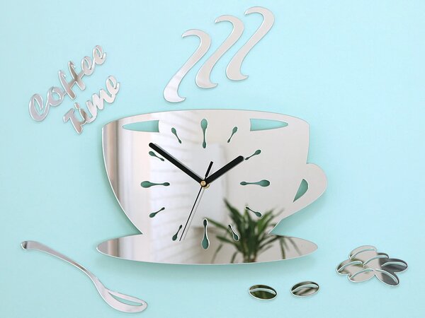 ModernClock Nástenné hodiny Káva 33 cm zrkadlové