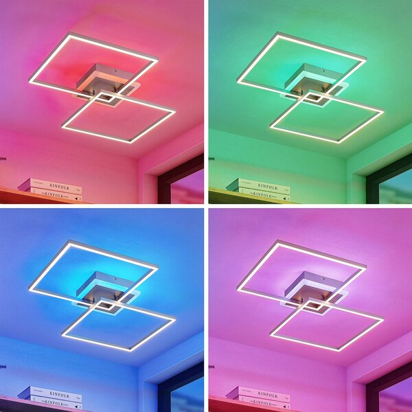 Lindby Edani stropné LED, RGB, stmievateľné, titán