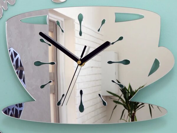 ModernClock Nástenné hodiny Káva 33 cm zrkadlové