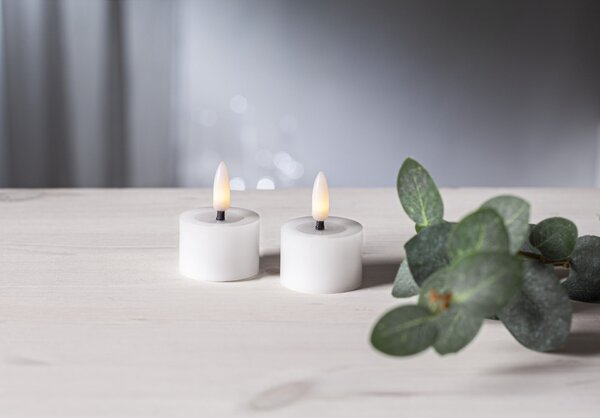 Čajová LED sviečka Flamme White 4 cm – set 2 ks
