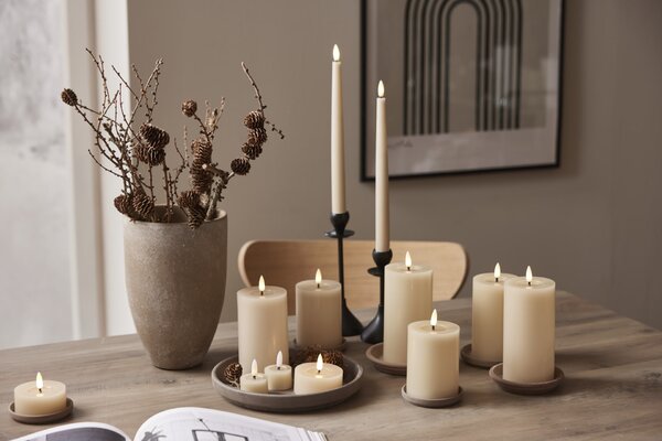 LED sviečka Flamme Slim Beige – set 2 ks + diaľkové ovládanie