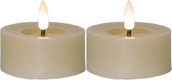 Čajová LED sviečka Flamme Beige 7 cm – set 2 ks