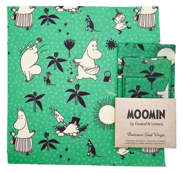 Voskované obrúsky Moomin Tending the earth, 3ks