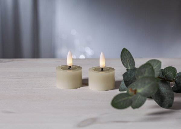 Čajová LED sviečka Flamme Beige 4 cm – set 2 ks