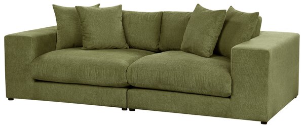 Pohovka látková polyesterová zelená 240 cm x 120 cm x 61 cm 3-miestna čalúnená s vankúšmi obývacia izba moderná