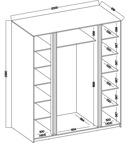 MEBLINE Skriňa 200cm KAYA 07 dub evoke