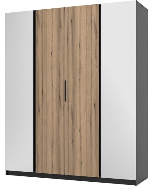 MEBLINE Skriňa 200cm so zrkadlom KAYA 09 čierna / dub evoke