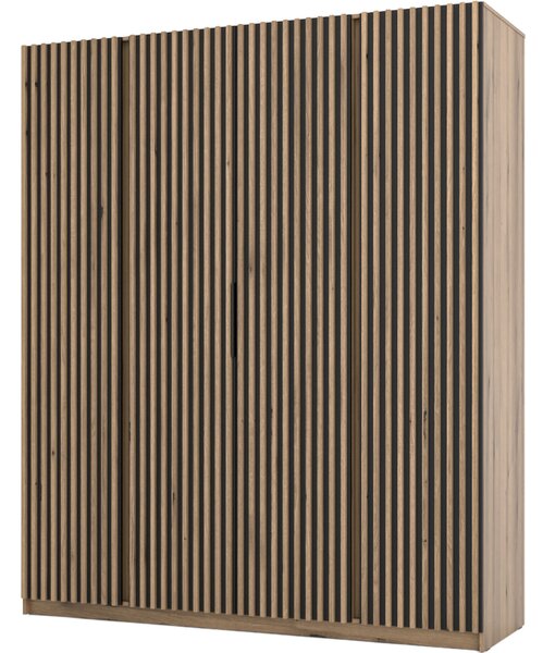 MEBLINE Skriňa 200cm KAYA 15 dub evoke / čierna / dub evoke