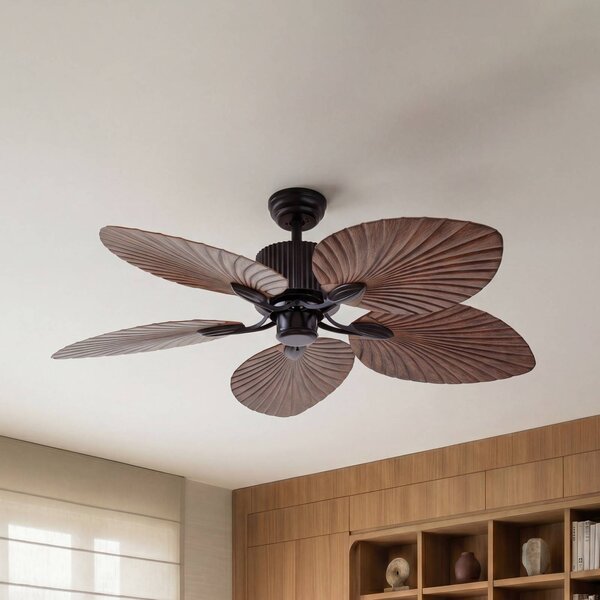 Stropný ventilátor Lucande Silvaris, priemer 132 cm, vzhľad dreva, DC, tichý, Tmavé drevo, Obývacia izba / jedáleň, Plast, Škandinávsky