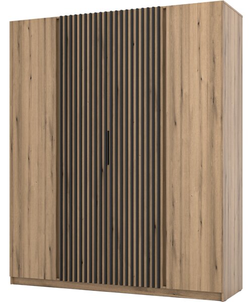 MEBLINE Skriňa 200cm KAYA 13 dub evoke / dub evoke / čierna
