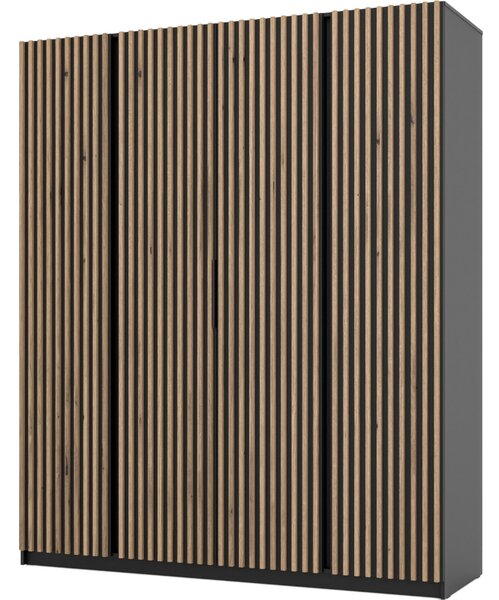 MEBLINE Skriňa 200cm KAYA 15 čierna / čierna / dub evoke