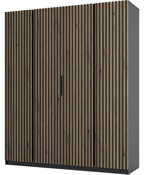 MEBLINE Skriňa 200cm KAYA 15 čierna / dub evoke / čierna