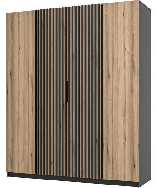 MEBLINE Skriňa 200cm KAYA 13 čierna / dub evoke / čierna