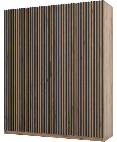 MEBLINE Skriňa 200cm KAYA 15 dub evoke / dub evoke / čierna
