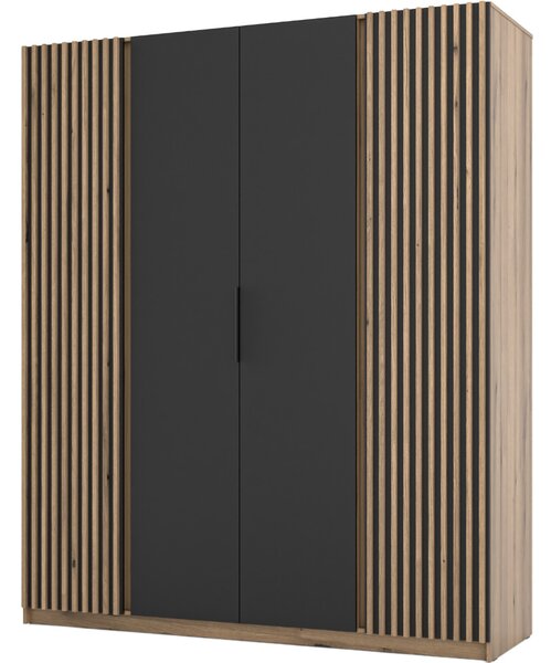 MEBLINE Skriňa 200cm KAYA 11 dub evoke / čierna / dub evoke