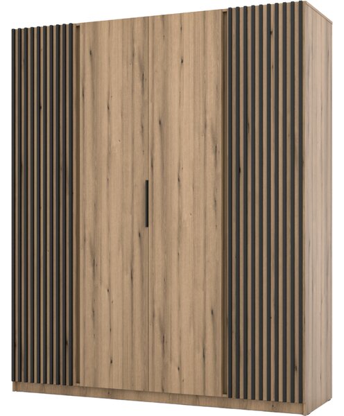 MEBLINE Skriňa 200cm KAYA 11 dub evoke / dub evoke / čierna