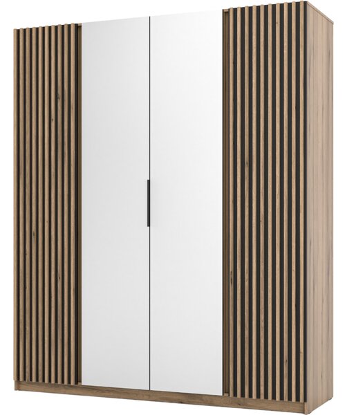 MEBLINE Skriňa 200cm so zrkadlom KAYA 12 dub evoke / čierna / dub evoke
