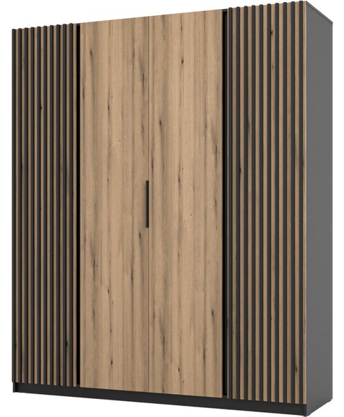 MEBLINE Skriňa 200cm KAYA 11 čierna / dub evoke / čierna