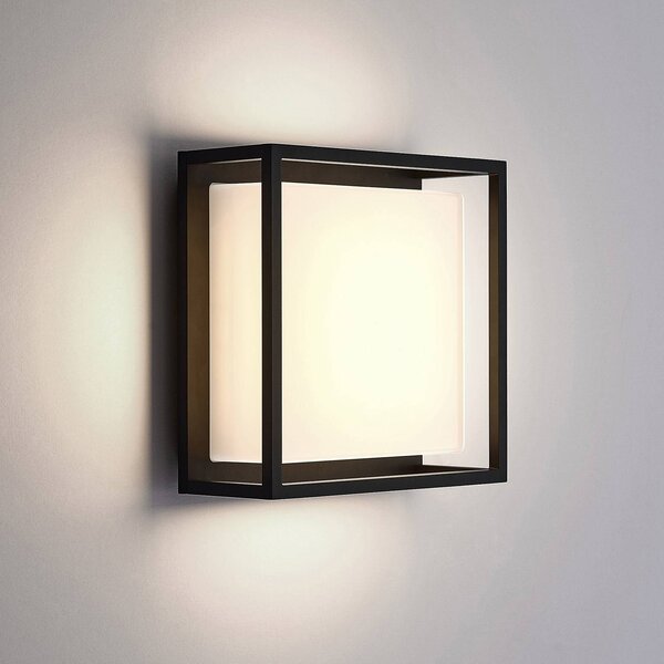 Lucande LED vonkajšie nástenné svietidlo Ilirian, antracit, hliník, 25 cm, Čierna, Hliník, Moderný, Nástenné svietidlo