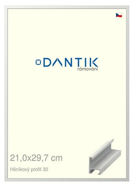 DANTIK rám na obraz 21x29,7 | ALU Bílá matná (Sklo Čiré)