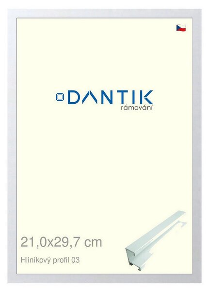 DANTIK rám na obraz 21x29,7 | ALU Bílá matná (Sklo Čiré)