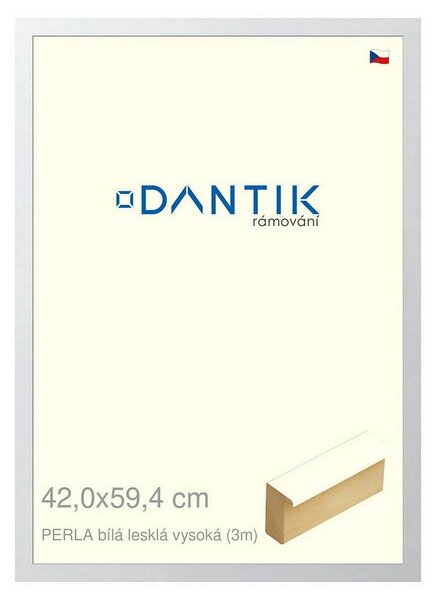 DANTIK rám na obraz 42x59,4 | PERLA bílá lesklá vysoká (Plexi Čiré)